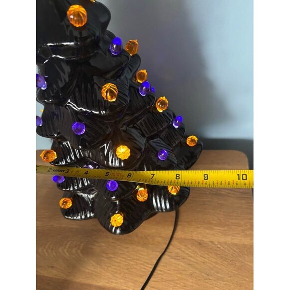 Mr Halloween Ceramic Black with Lights Nostalgic Tree 14” Mr Christmas Works - Picture 9 of 9